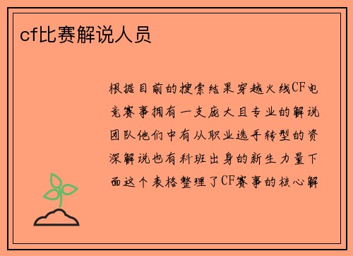cf比赛解说人员